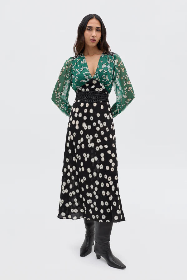 RIXO - Kalia Dress in City Floral Mix Olive