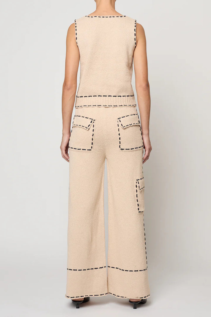 Atelier Delphine – Romy Boucle Cotton Sleeveless Top in Grain and Navy