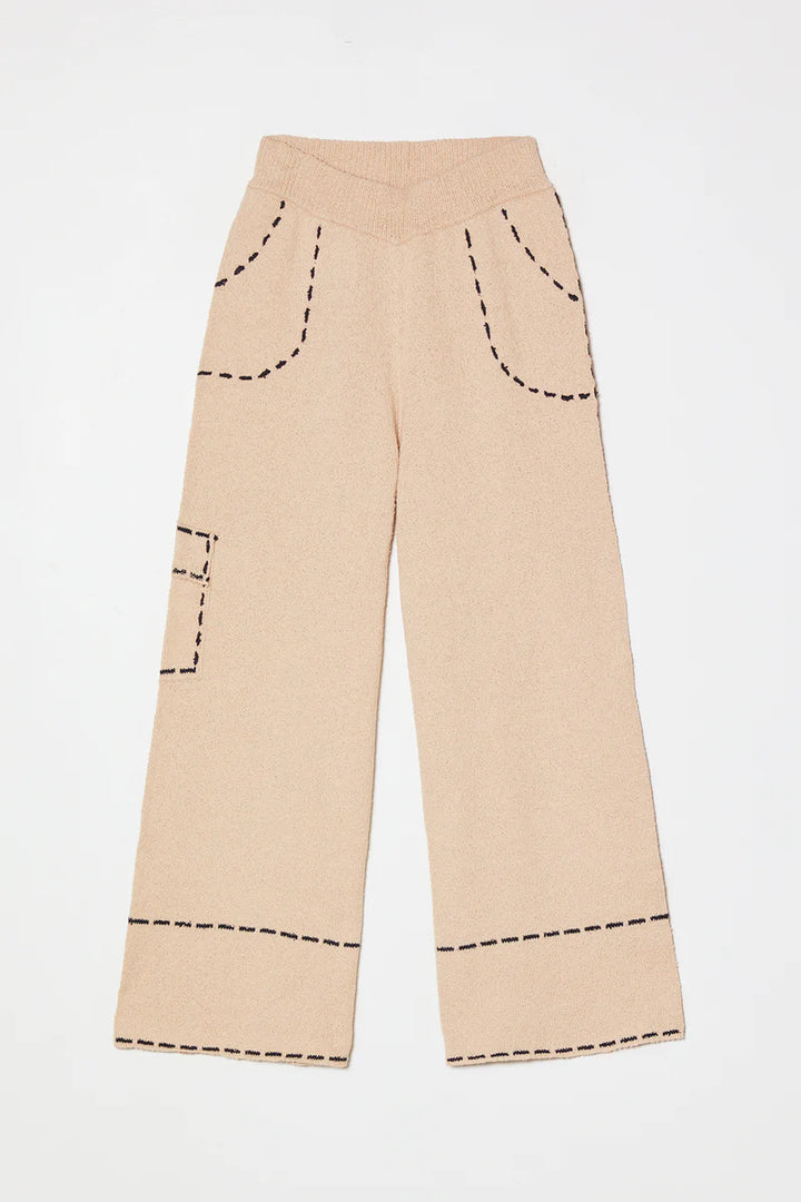 Atelier Delphine – Lottie Boucle Cotton Pant in Grain and Navy