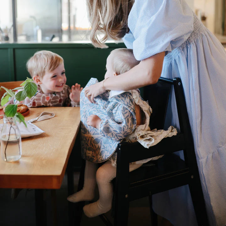 Mushie - Long Sleeve Bib in Blue Flowers