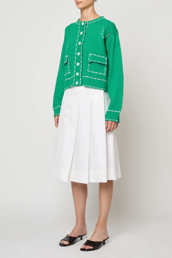 Atelier Delphine – Lottie Boucle Cotton Sweater in Green and Lilac