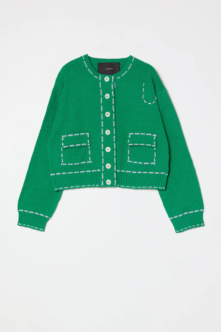 Atelier Delphine – Lottie Boucle Cotton Sweater in Green and Lilac