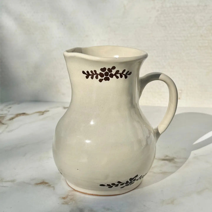 Villa Lua - Hand Painted Margot Pitcher in Brown Flowers