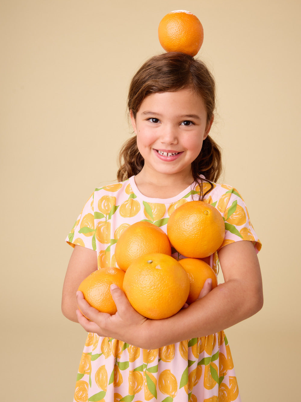 Tea Collection – Short Sleeve Twirl Dress in Valencia Orange