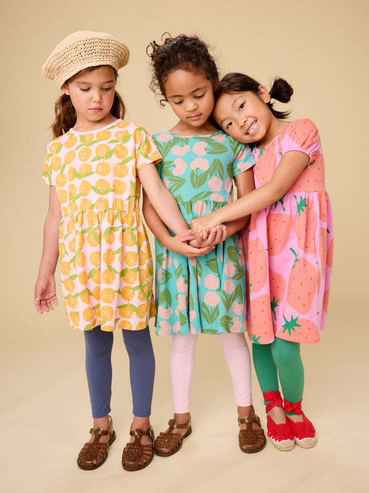 Tea Collection – Short Sleeve Twirl Dress in Valencia Orange