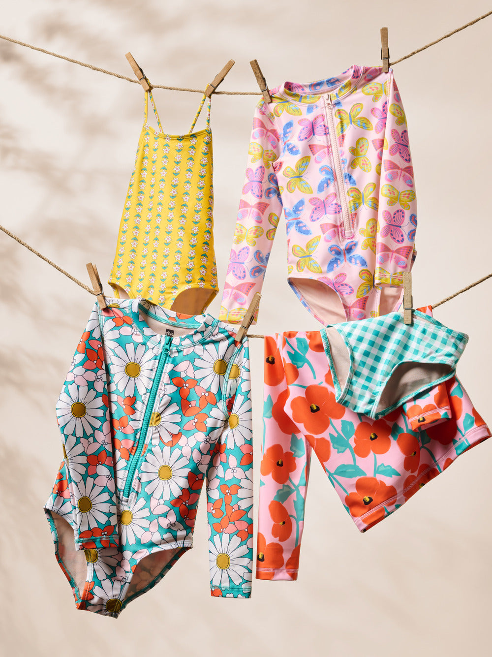 Tea Collection – Cross Back One Piece Swimsuit in Vintage Floral Tile