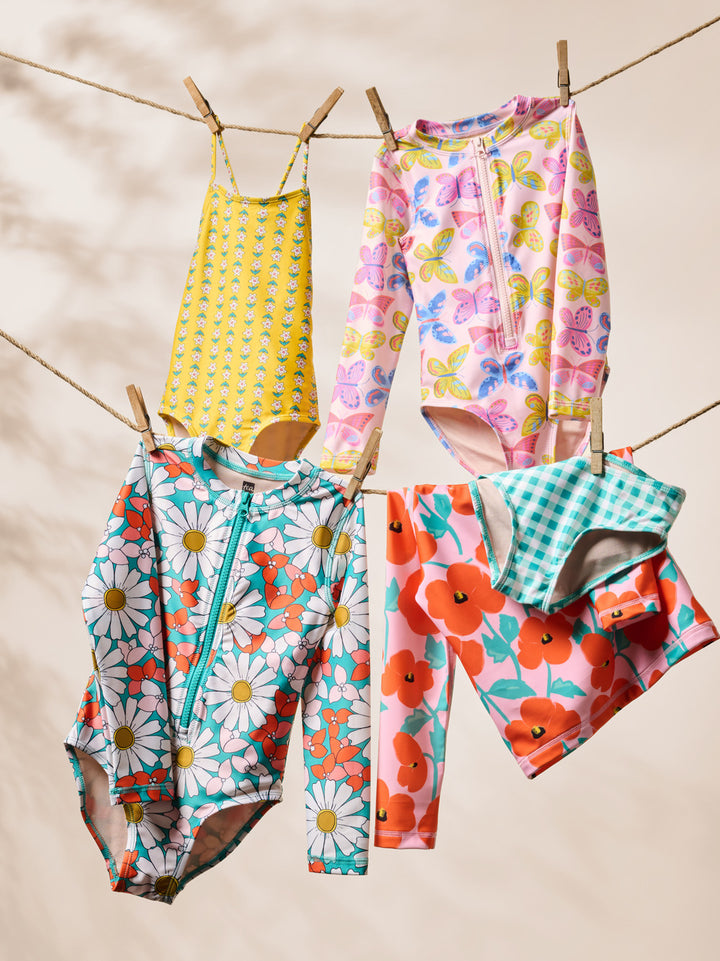 Tea Collection – Cross Back One Piece Swimsuit in Vintage Floral Tile