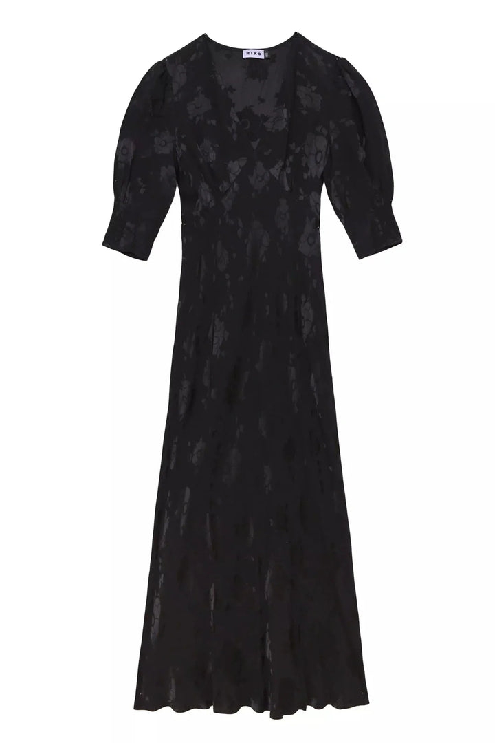 RIXO - Zadie Dress in Jacquard Black Poppy
