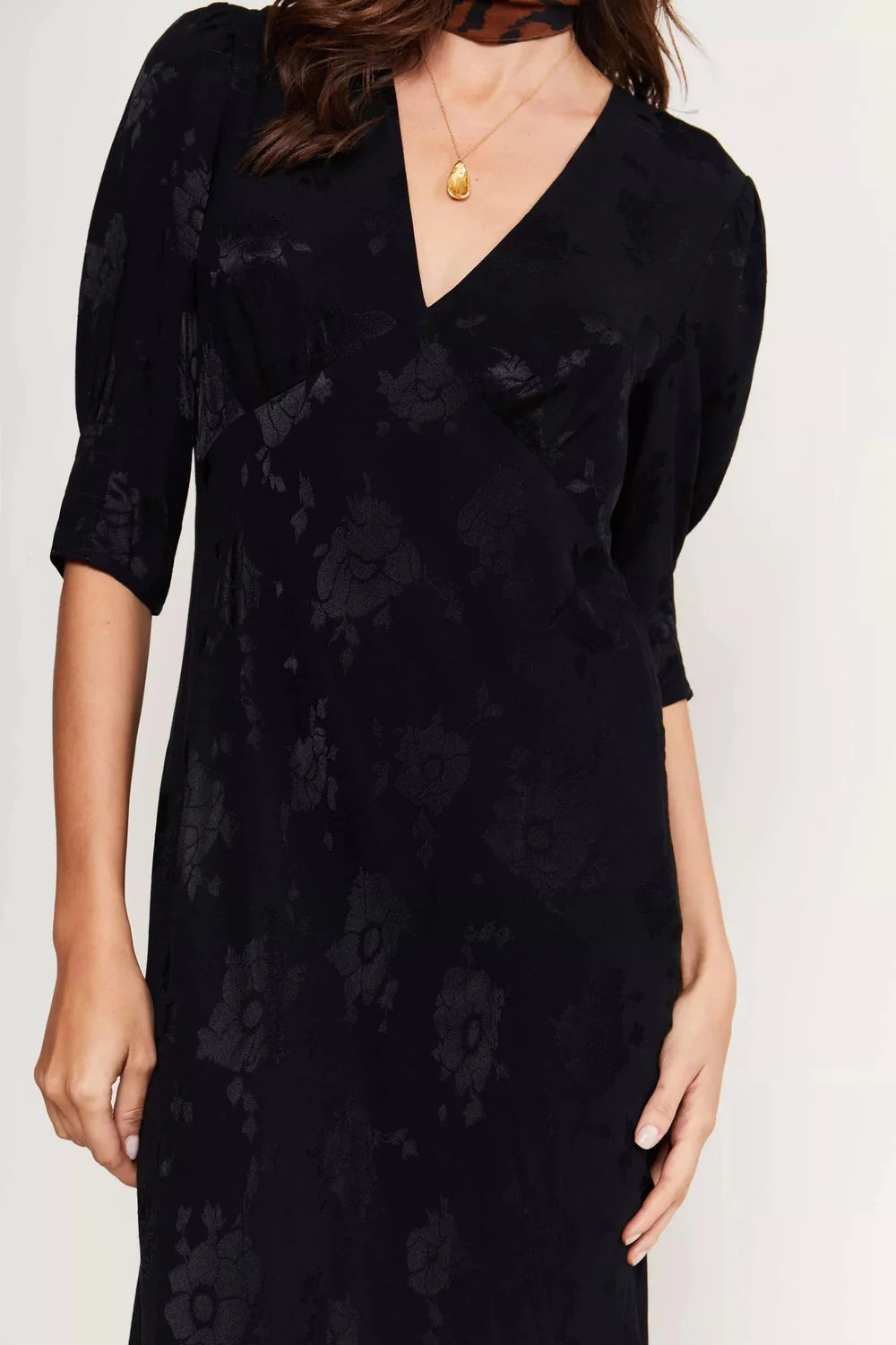 RIXO - Zadie Dress in Jacquard Black Poppy