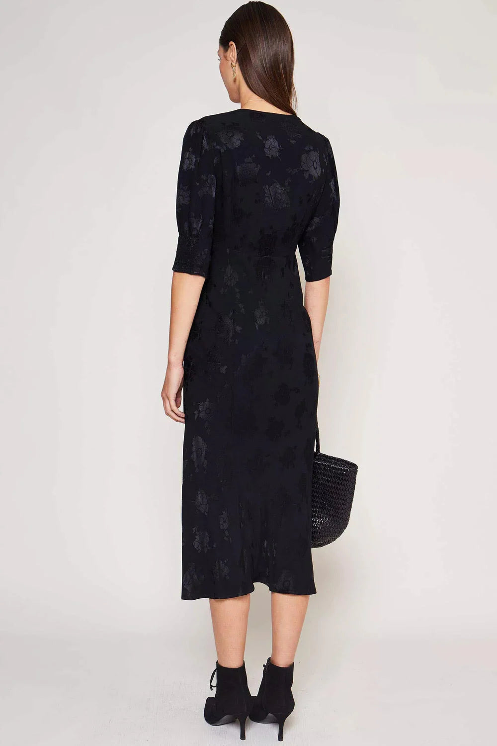 RIXO - Zadie Dress in Jacquard Black Poppy