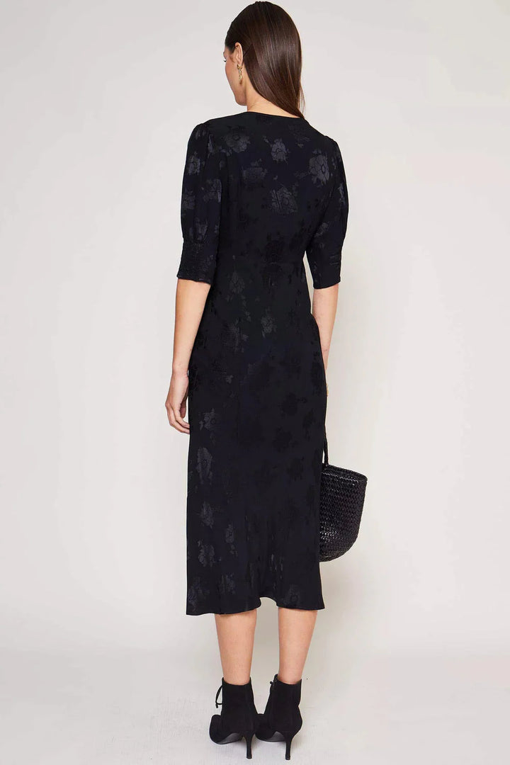 RIXO - Zadie Dress in Jacquard Black Poppy