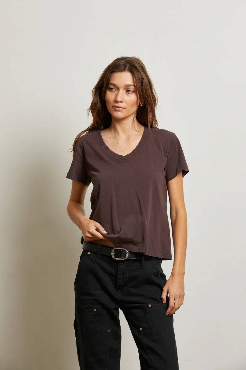 Perfect White Tee – Hendrix V-Neck Tee in Cocoa
