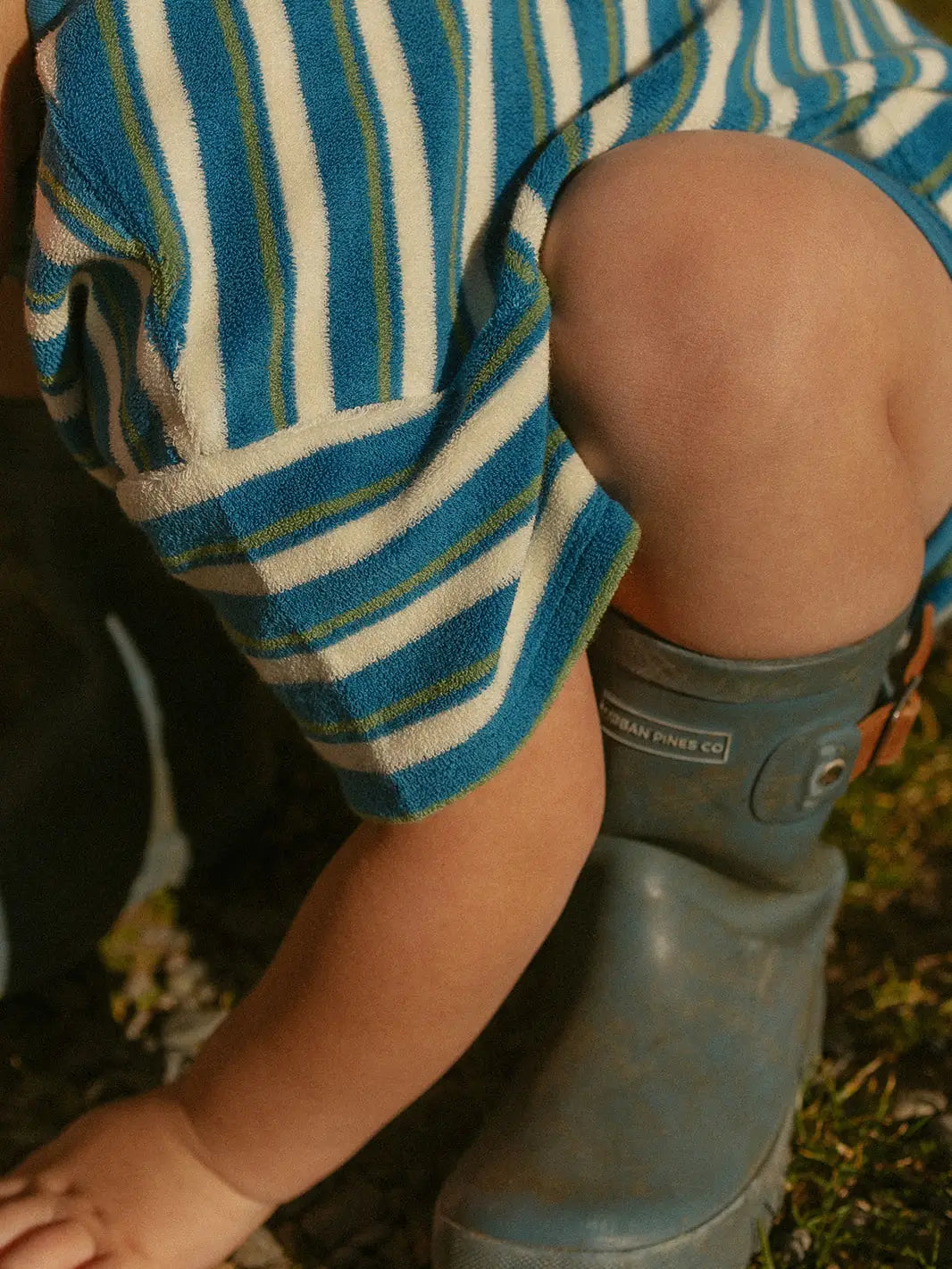 Winnie + Crew - Sterling Set in Thin Blue Green Stripe