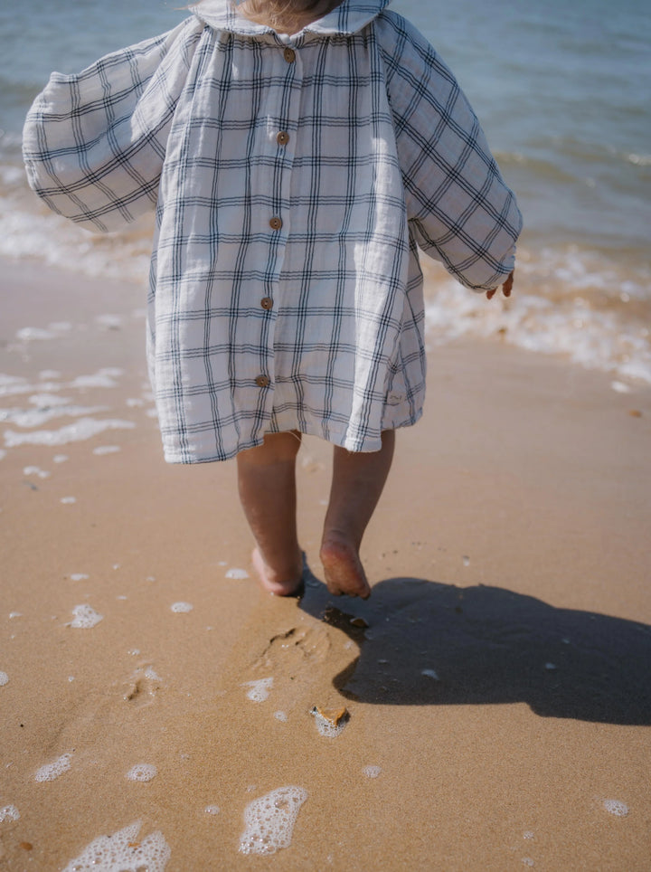 Organic Zoo - Navy Window Check Collared Dress
