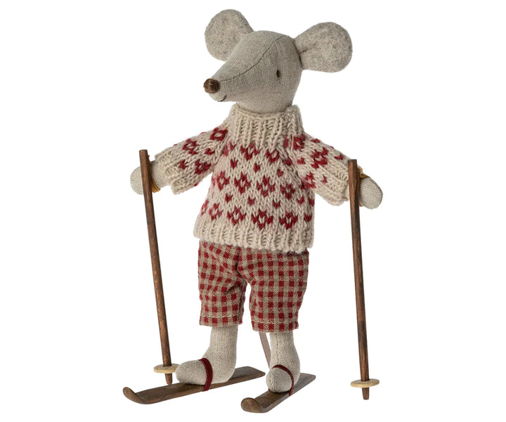 Maileg – Winter Mum Mouse with Ski Set