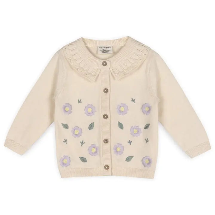Viverano Organics –  Pointelle Knit Baby Cardigan in Floral
