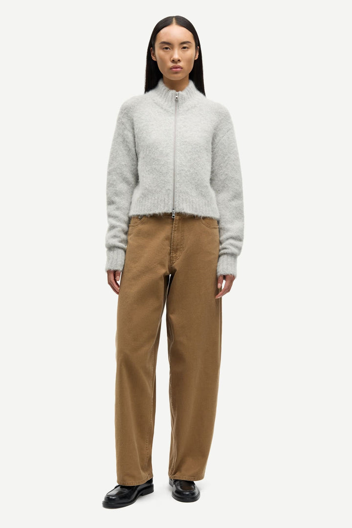 Samsoe Samsoe - Sajeanne Zip Cardigan in Light Grey Melange