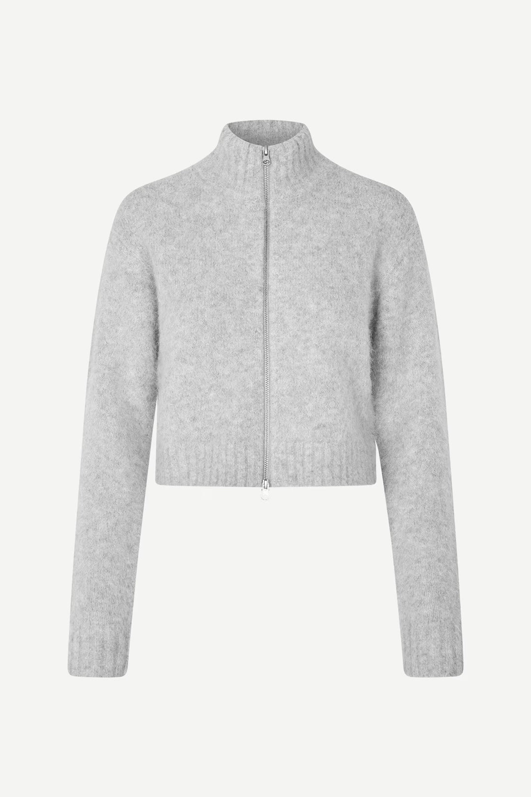 Samsoe Samsoe - Sajeanne Zip Cardigan in Light Grey Melange