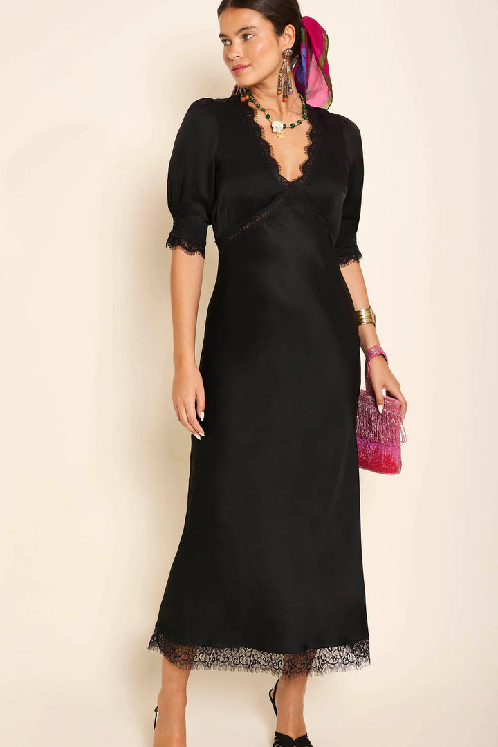 RIXO - Annina Midi Dress in Black