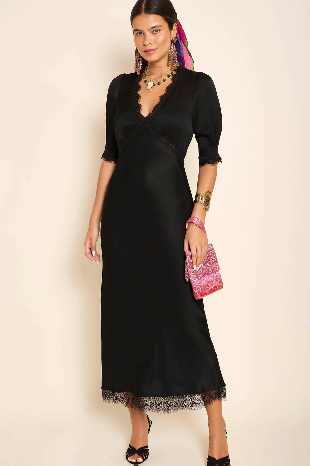 RIXO - Annina Midi Dress in Black