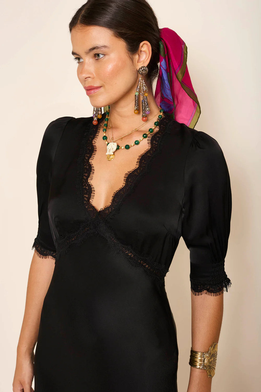 RIXO - Annina Midi Dress in Black