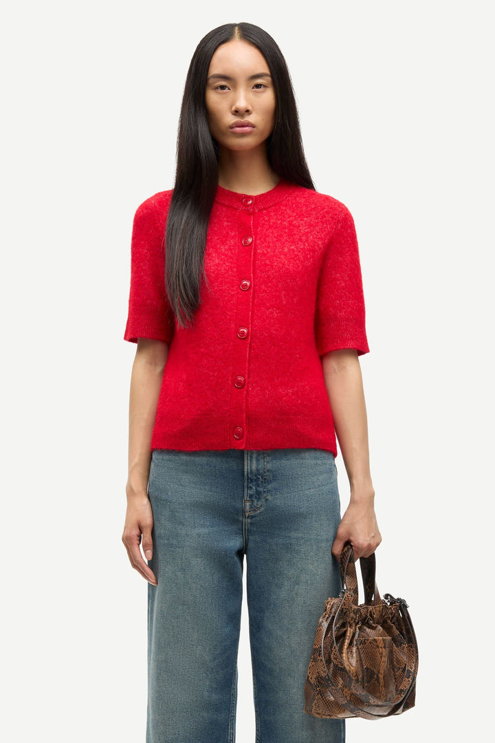 Samsoe Samsoe - Sanoura Short Sleeve Cardigan in Haute Red