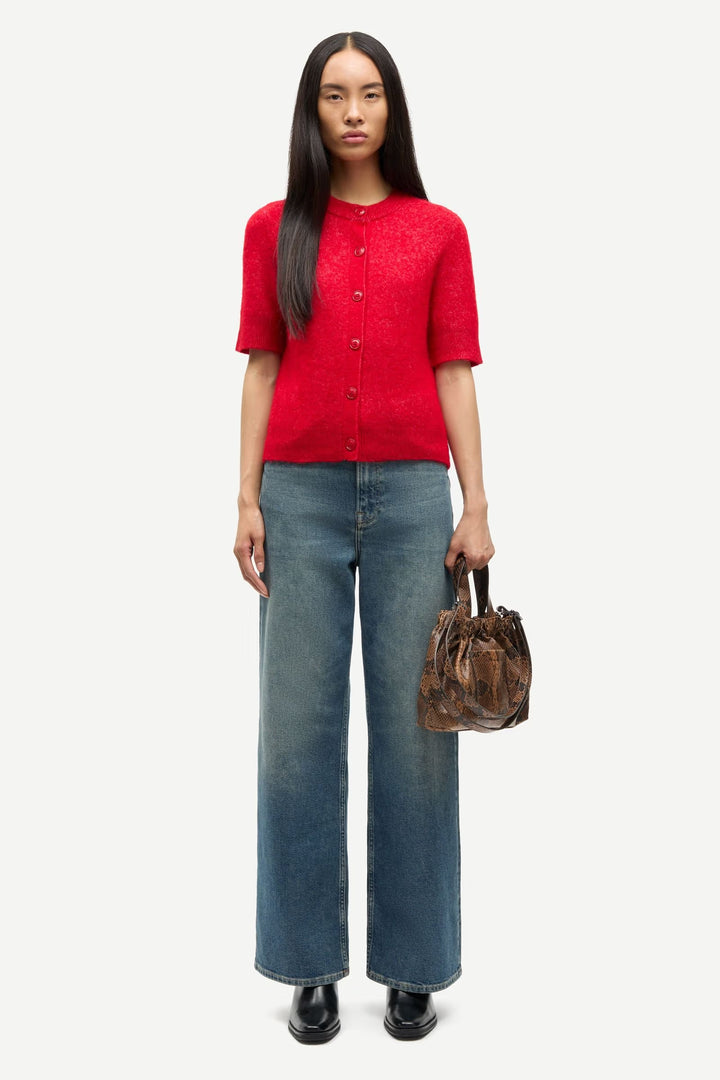 Samsoe Samsoe - Sanoura Short Sleeve Cardigan in Haute Red