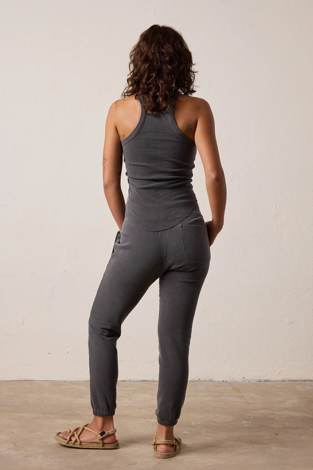 NSF – Sayde Slim Loop Terry Sweatpant in Faded Black