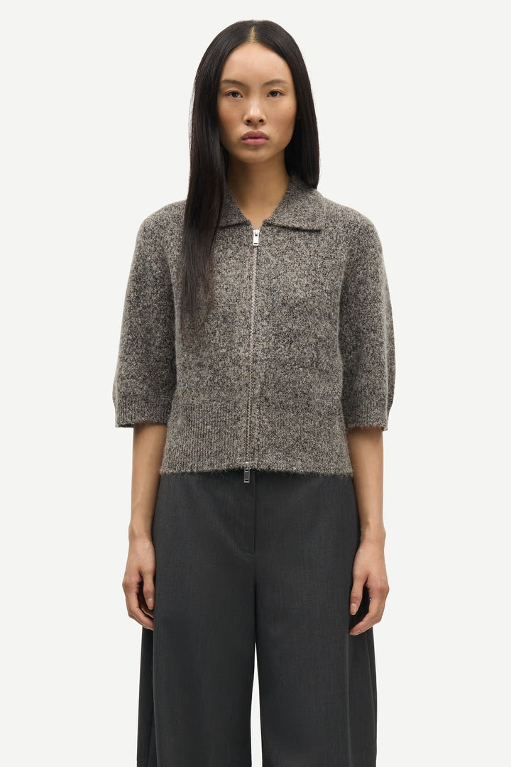 Samsoe Samsoe - Sakelsie Short Sleeve Cardigan in Fossil Melange