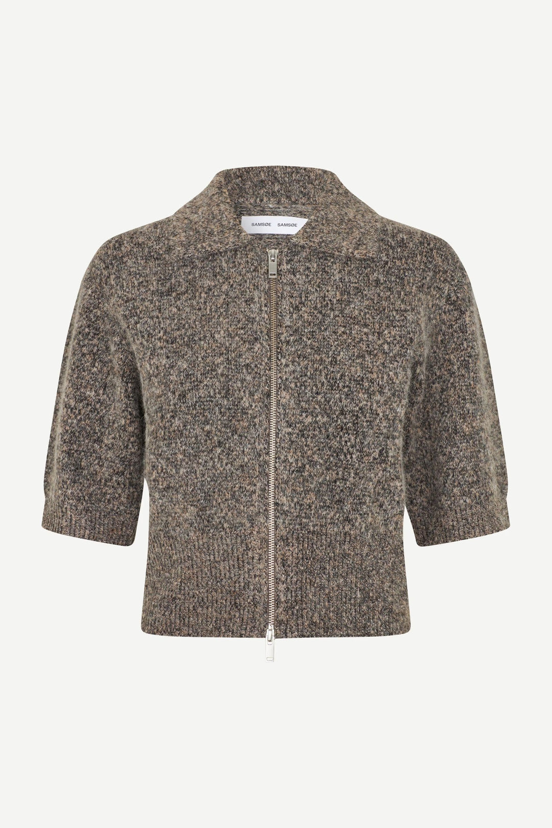 Samsoe Samsoe - Sakelsie Short Sleeve Cardigan in Fossil Melange