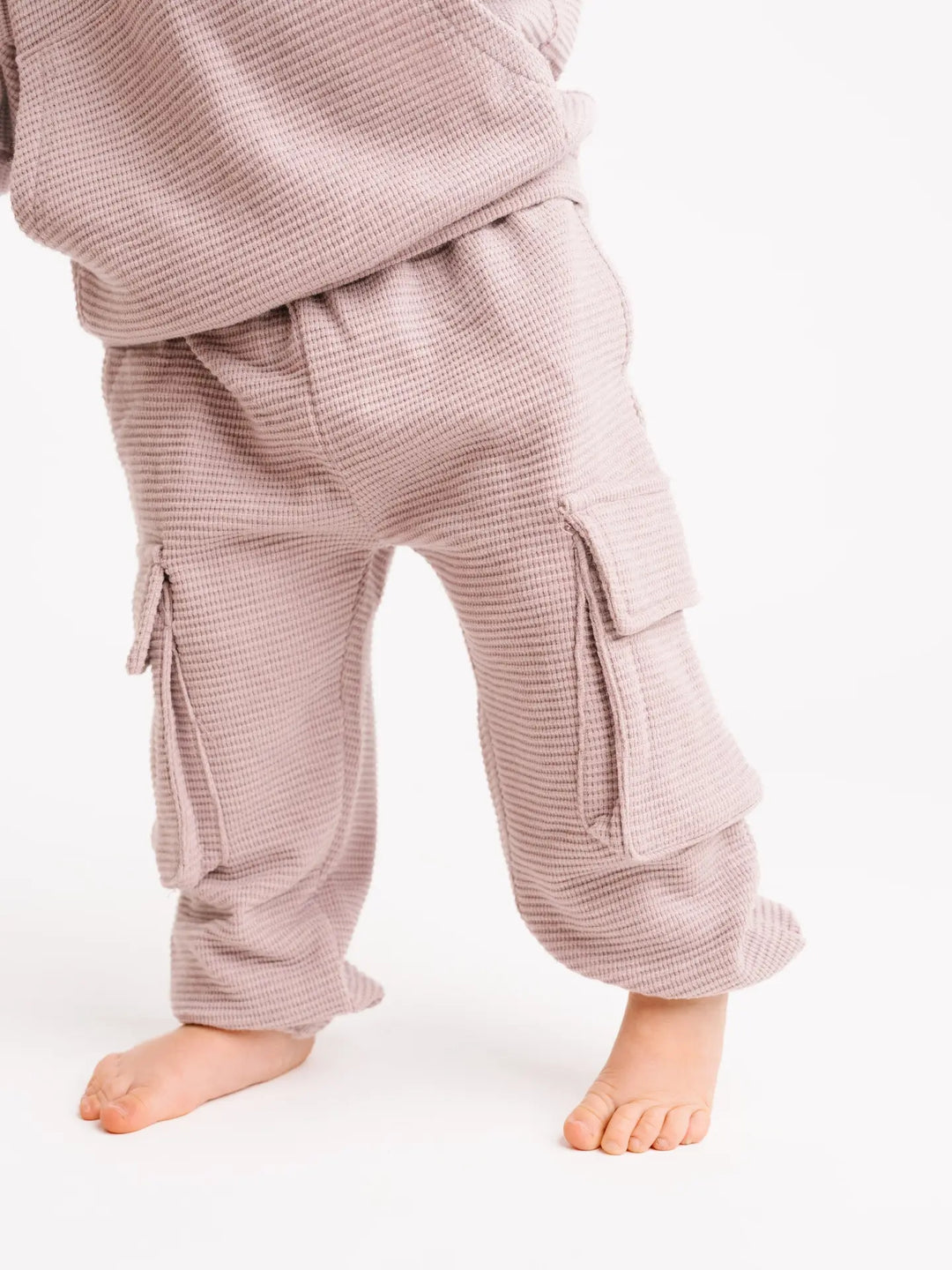 Little One Shop – Waffle Cargo Set in Lavender Fog