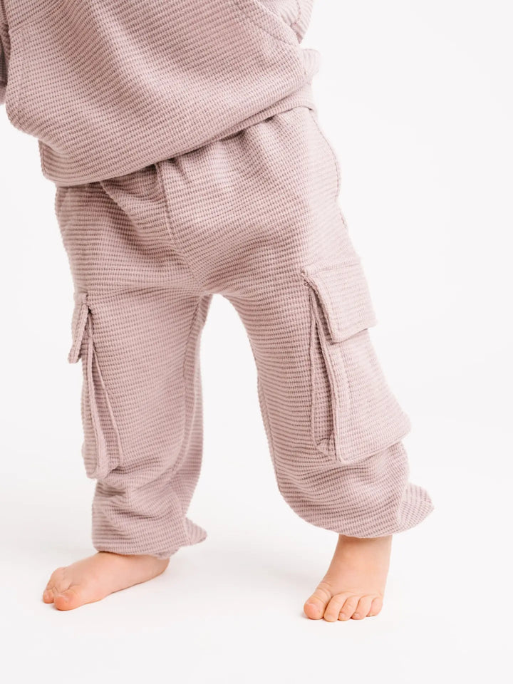 Little One Shop – Waffle Cargo Set in Lavender Fog