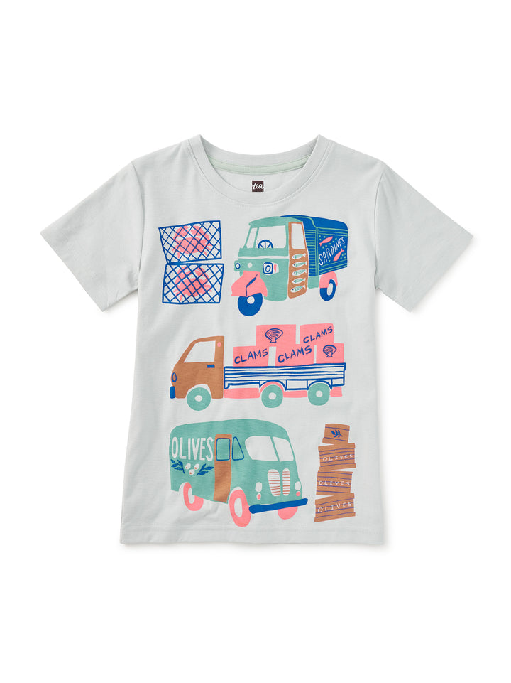 Tea Collection – Snack Squad Graphic Tee in Pearl Blue