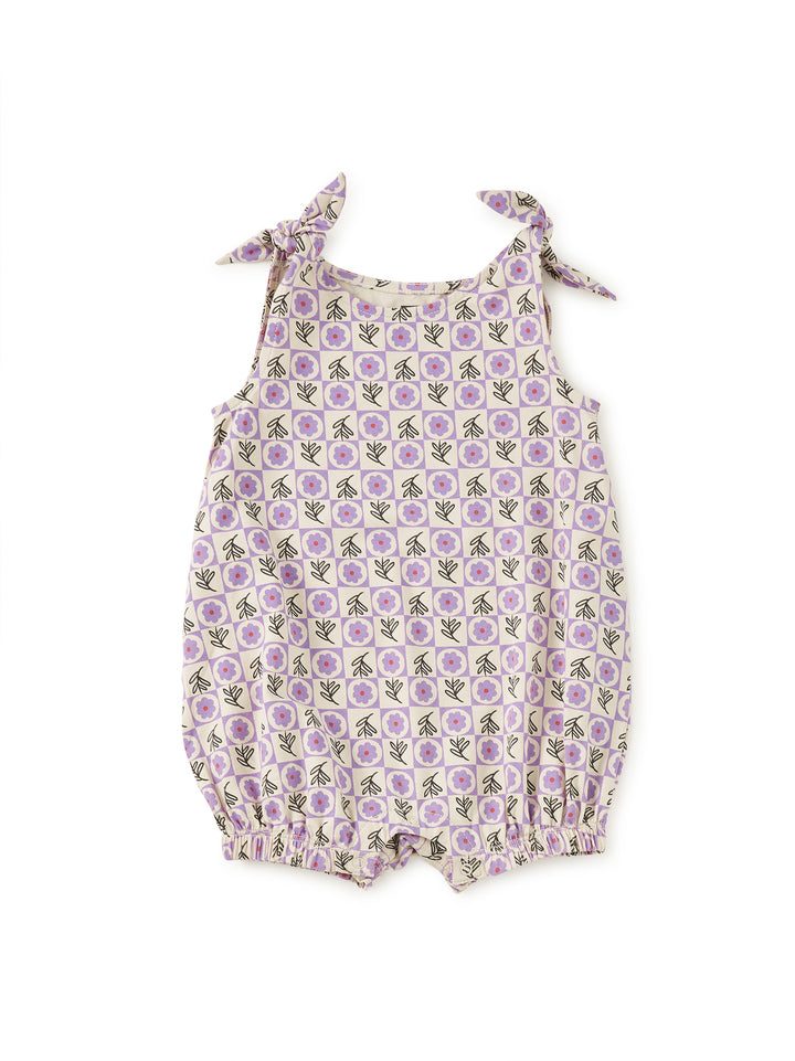 Tea Collection – Tie shoulder Romper in Tile Floral