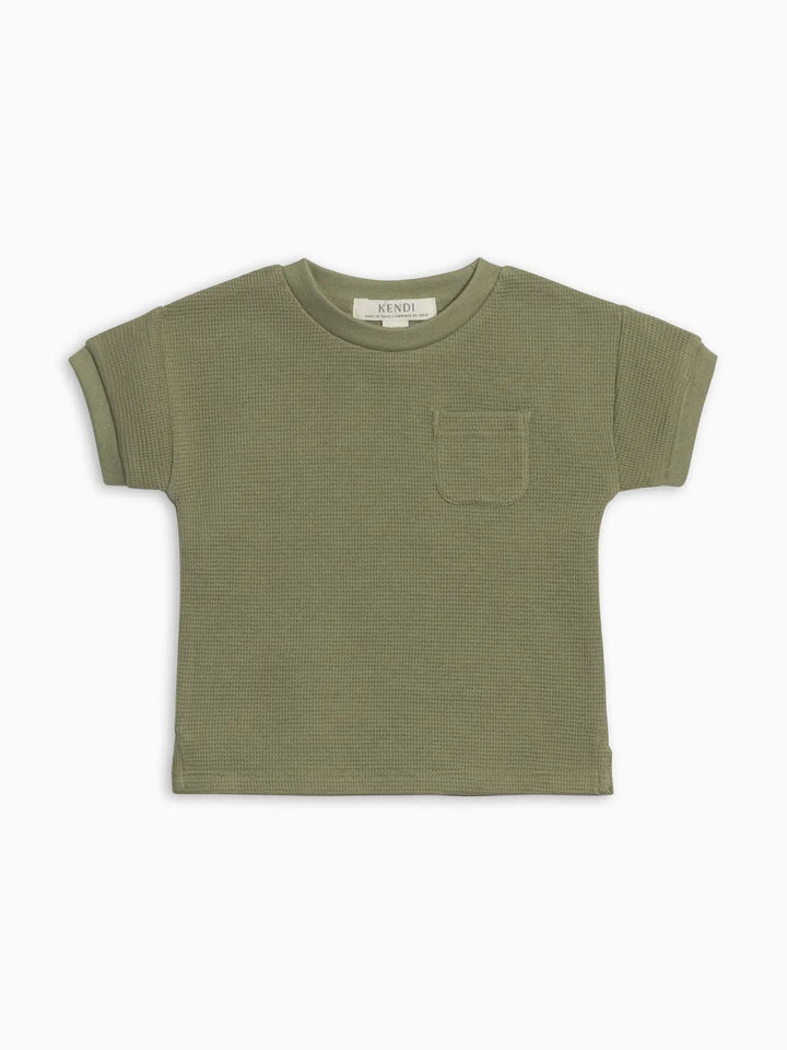 Colored Organics - Bailey Waffle Pocket Tee in Green