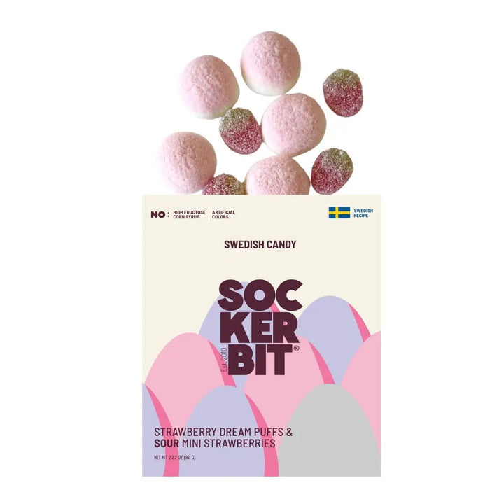 Sockerbit – Sweet & Sour Strawberry Field Swedish Candy Mix 2.8 oz