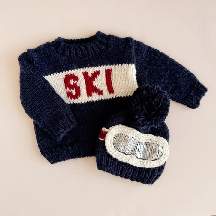 The Blueberry Hill - Ski Goggles Knit Hat in Navy