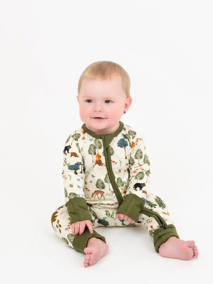 Emerson and Friends - In the Woods Bamboo Convertible Baby Pajamas