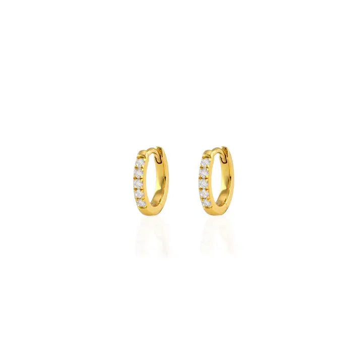 Kris Nations – Crystal Huggie Hoop Earring in 18k Gold Vermeil