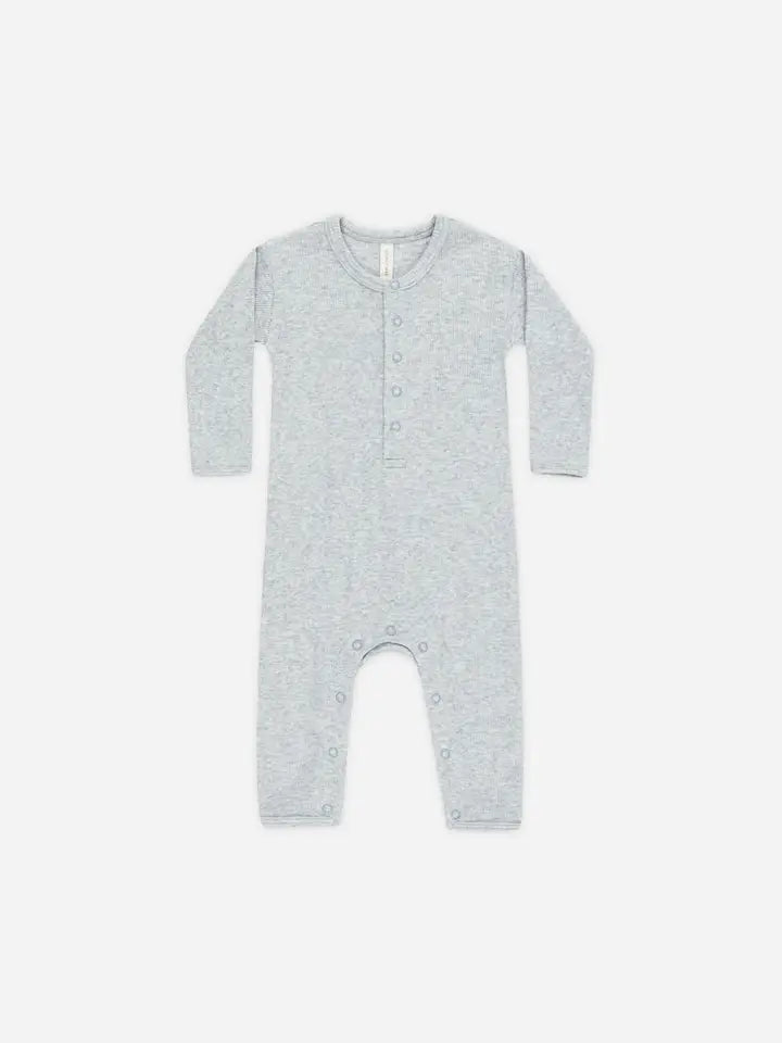 Quincy Mae - Ribbed Baby Jumpsuit in Dusty Blue