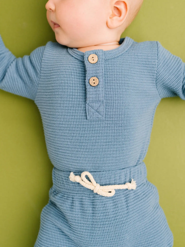 Little One Shop – Cozy Waffle Set in Dusty Blue