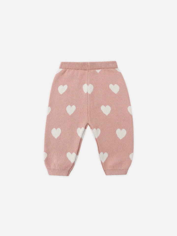 Quincy Mae – Heart Knit Sweatpants in Pink