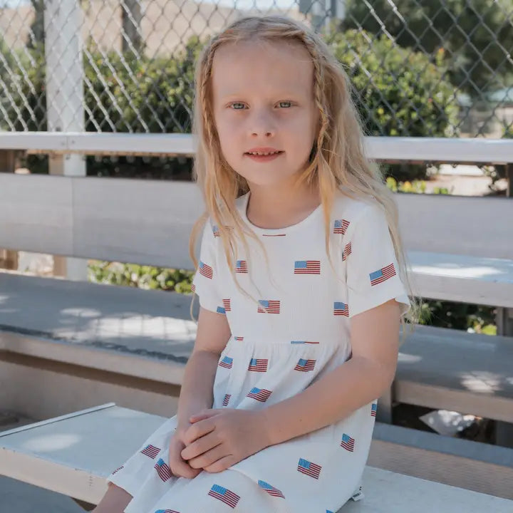Forever French Baby – Bamboo T Shirt Dress in American Flag