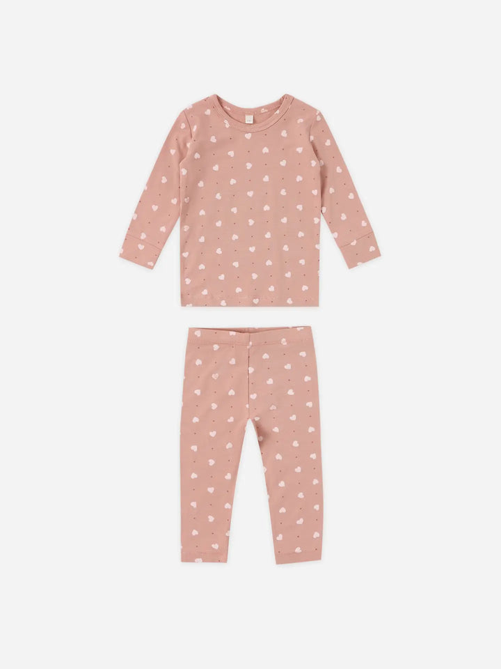 Quincy Mae – Bamboo Pajama Set in Pink Hearts
