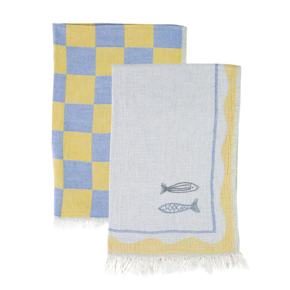 Olive & Loom –– Sardine Hand Stitched Kitchen Towel Set