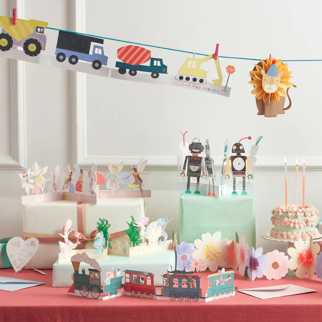Meri Meri - Concertina Construction Vehicles Birthday Card