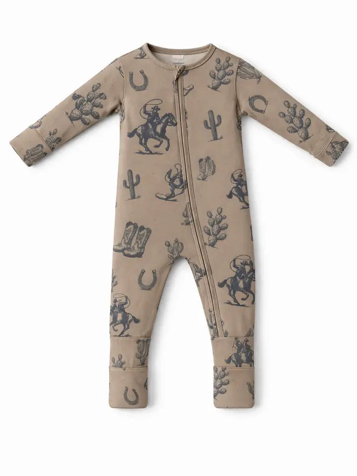 Honeycomb Goods - Zip Bamboo Pajamas in Dusty Cowboys