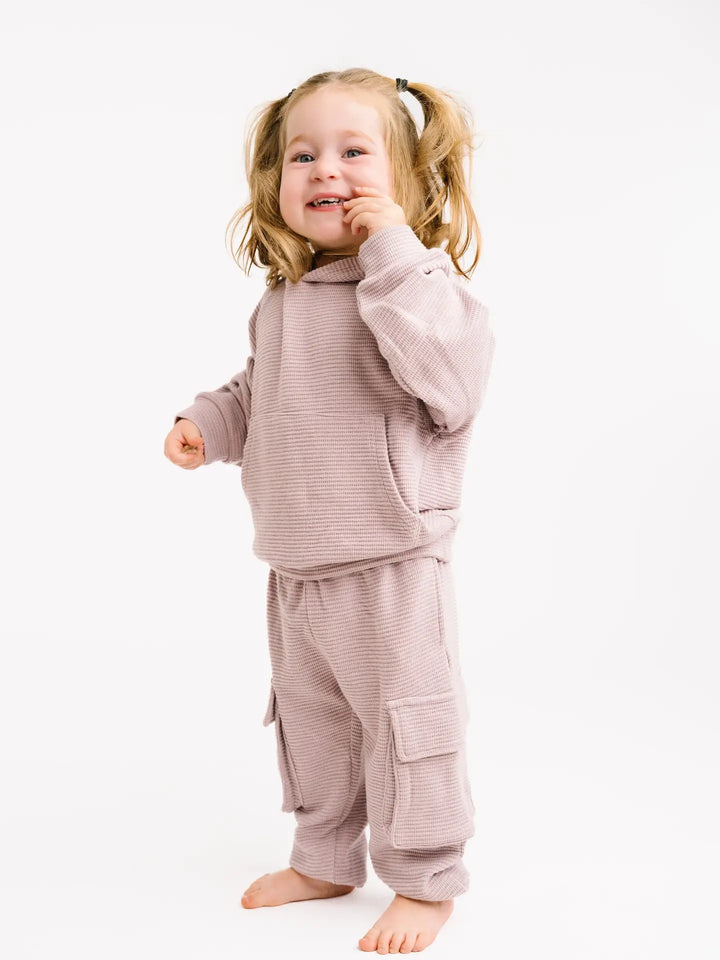 Little One Shop – Waffle Cargo Set in Lavender Fog