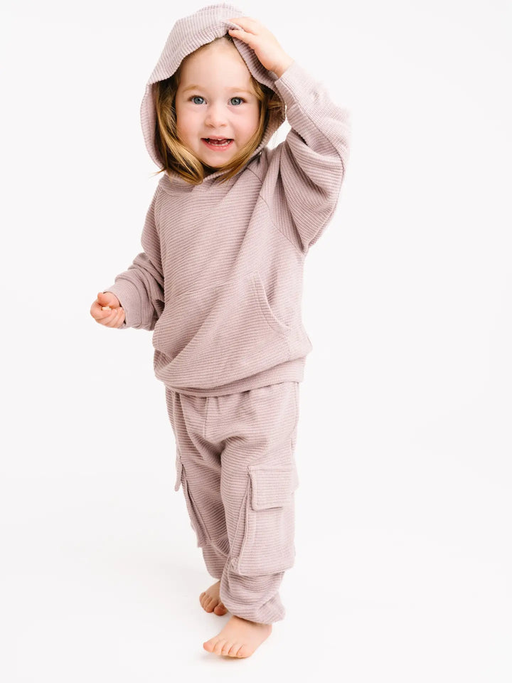 Little One Shop – Waffle Cargo Set in Lavender Fog