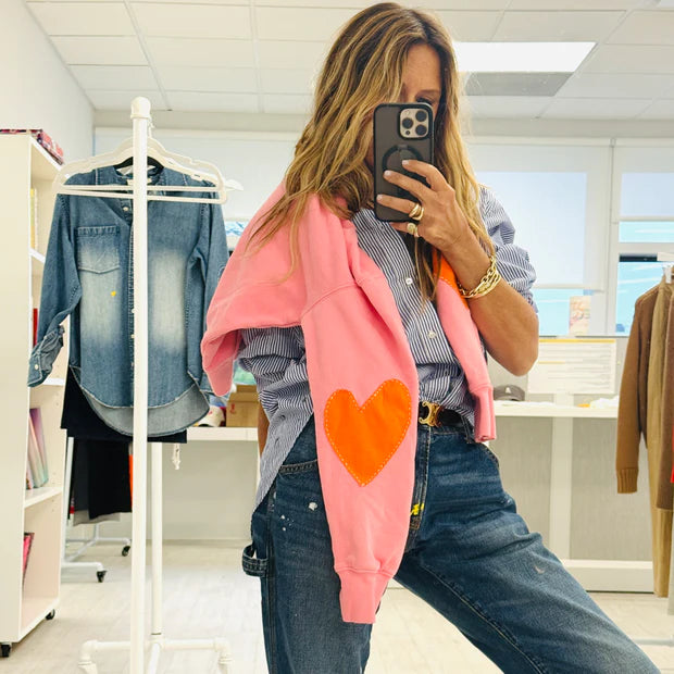 Kerri Rosenthal – Ex-Boyfriend Patchwork Sweatshirt in Pink